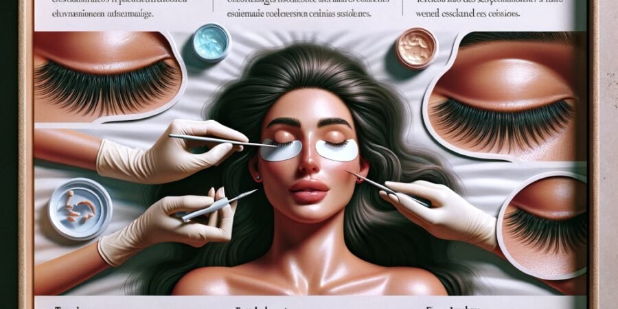 Ilustración de un ojo femenino grande con pestañas largas y rizadas, reflejando el proceso de lifting de pestañas.